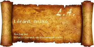 Léránt Anikó névjegykártya